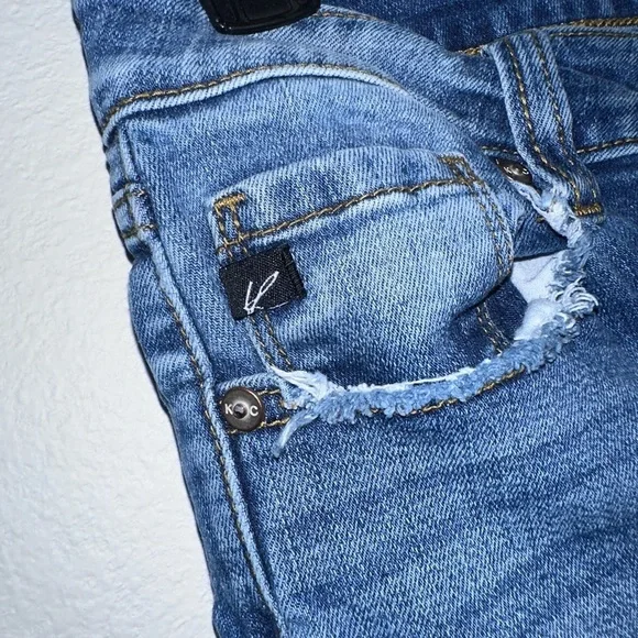 KanCan Blue Skinny Jeans with Stretch and Distressed Hem - Picture 6 of 6